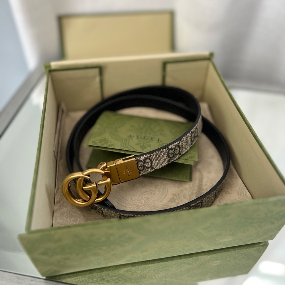 NEW Gucci GG Marmont reversible thin belt